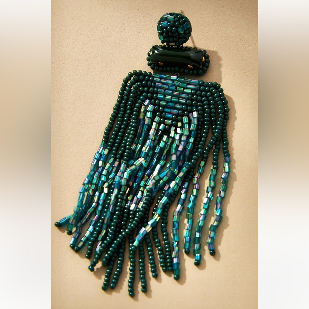 NWT Anthropologie Deepa Beaded Fringe Chandeliers - Picture 10 of 13